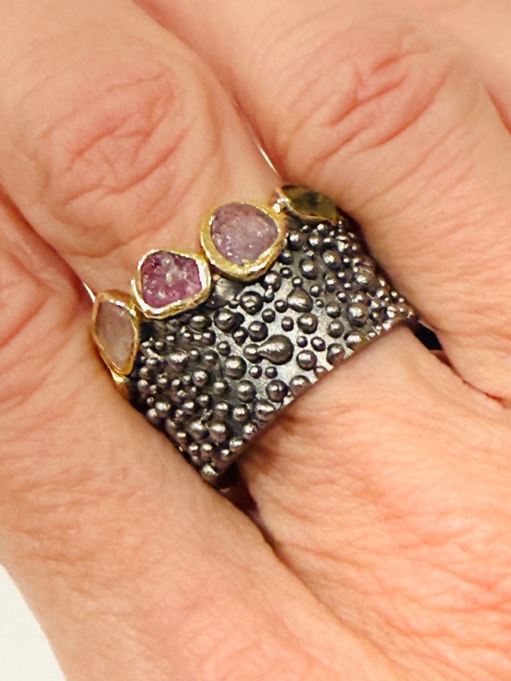 German Kabriski Eirian Fancy Sapphire Ring - silver and gold - size 7